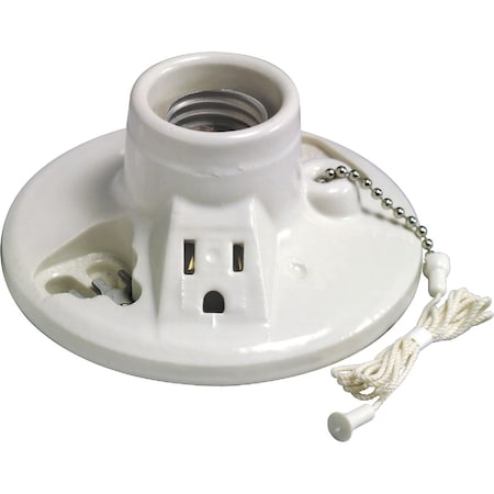 Leviton White Porcelain Incandescent Lampholder 014-09726-00C